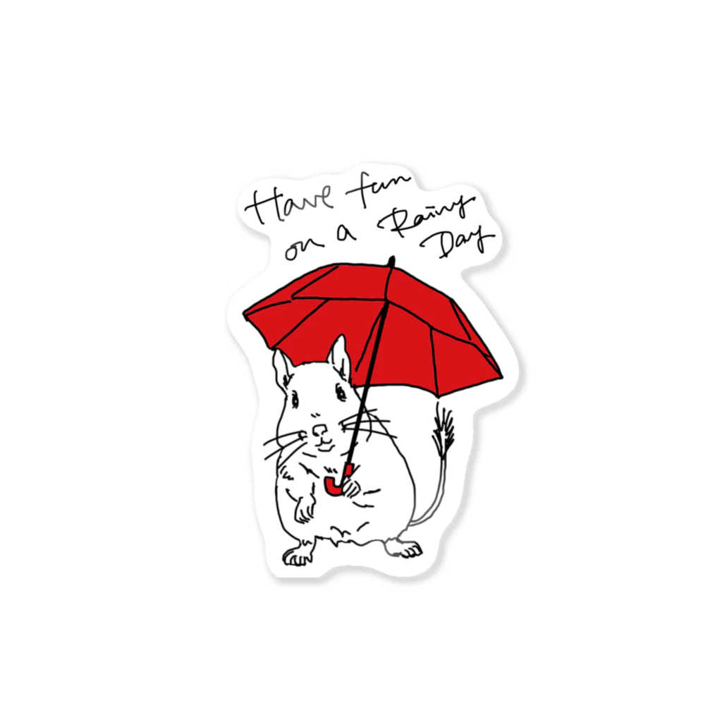 kanako-mikanのHave fun on a Rainy day (Red Umbrella) Sticker