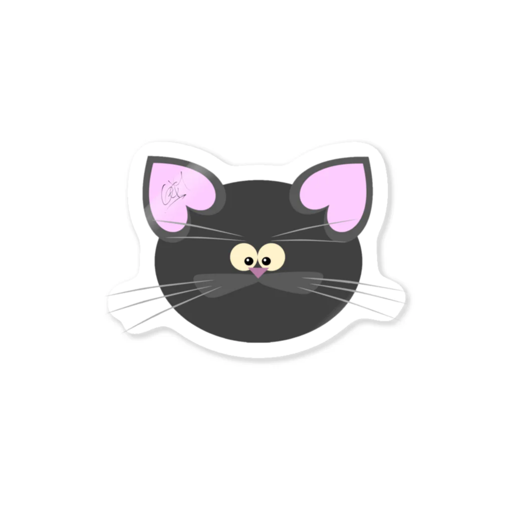 ぉ､≠″ σ め＜″ゐのくろい ねこ Sticker