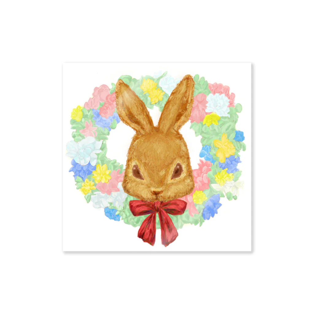 ウサギと花.魔法の森へようこそのFlower Rabbit Sticker