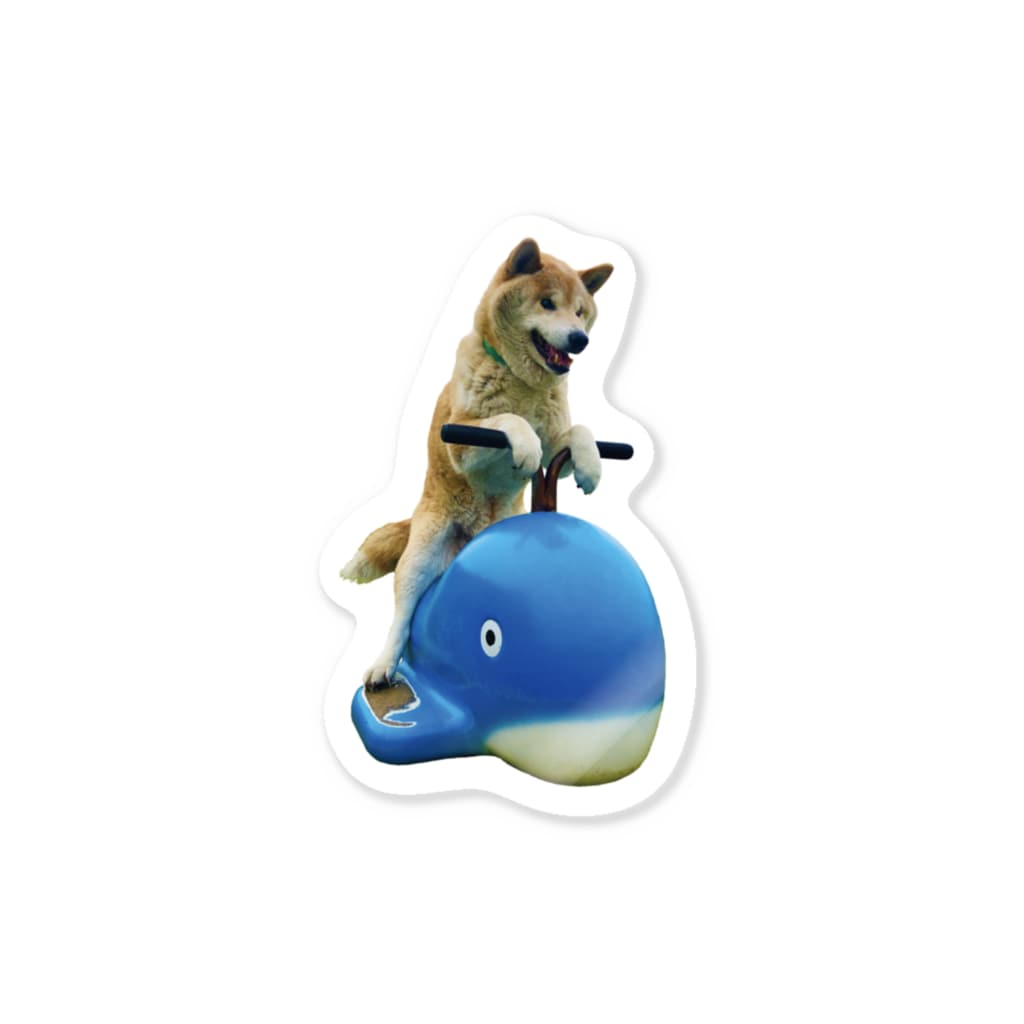愛犬太郎のグッズのクジラに乗った太郎【柴犬】 Sticker