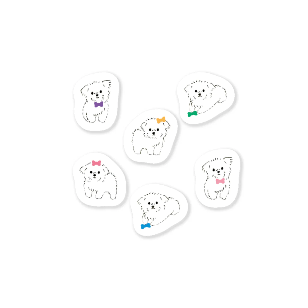 suzumaruのカラフルなリボンをつけた子犬たち Sticker