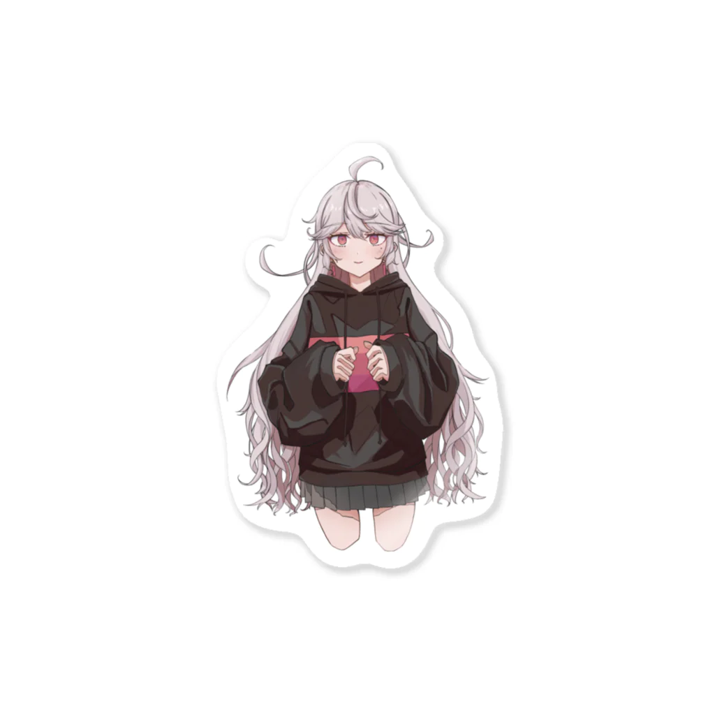 フウラアのくせ毛のパーカー少女 Sticker