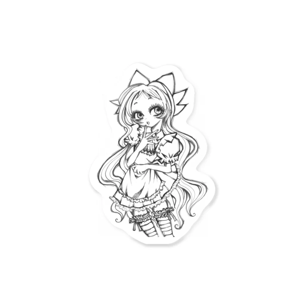 虹色孔雀の魔女。の線画のルージュちゃんステッカー。 Sticker