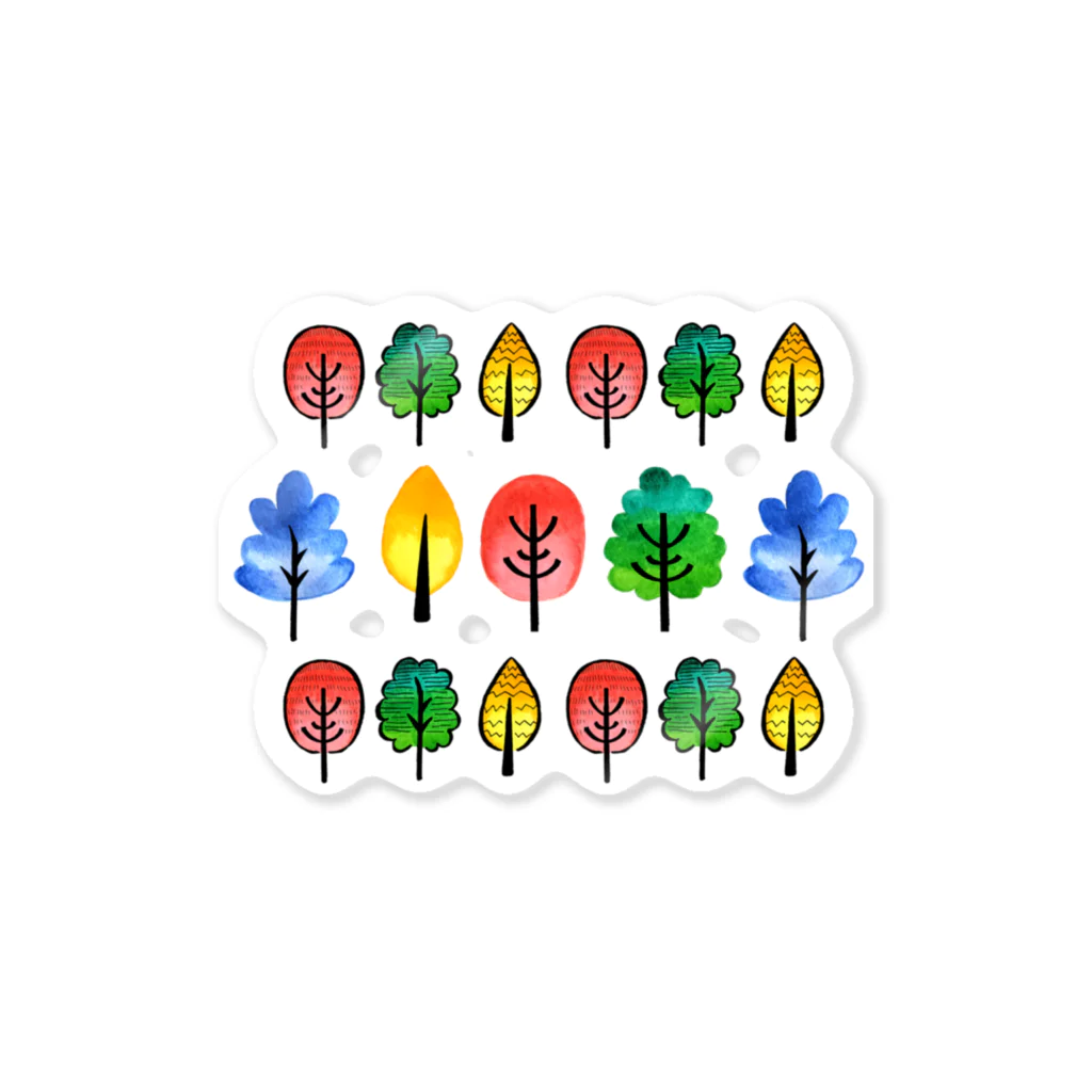 水彩イラストグッズの北欧風水彩の木 Sticker