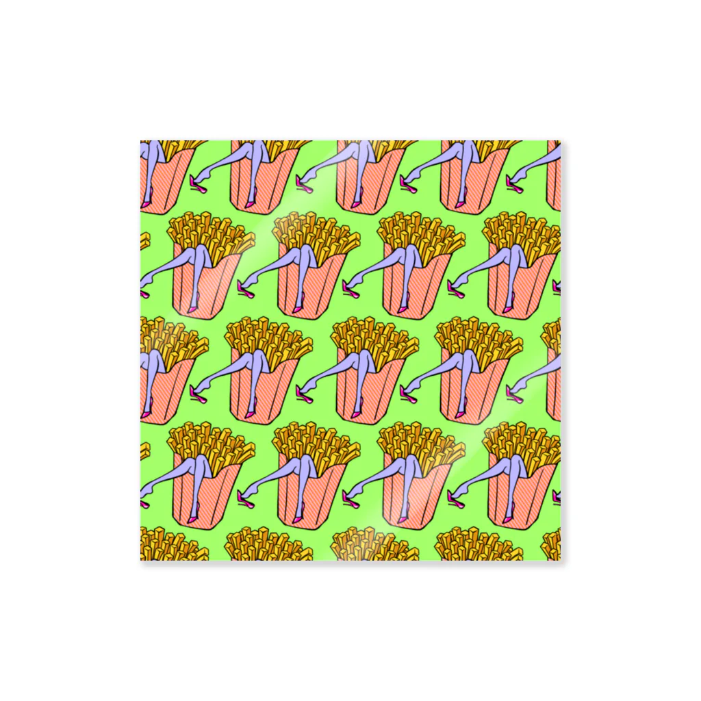 Mieko_Kawasakiの魅惑のフライドポテト🍟　GULTY PLEASURE FRENCH FRIES GREEN Sticker