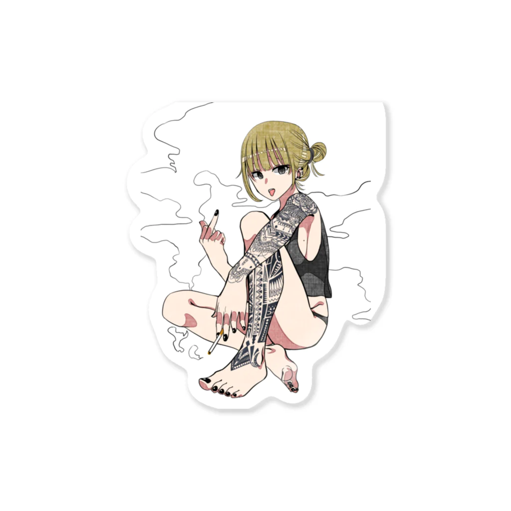 おにぎりまんSUZURI支店のタトゥー姉さん Sticker