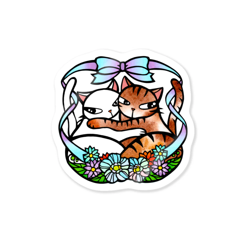 まつり猫ショップの抱き合う猫♡ Sticker