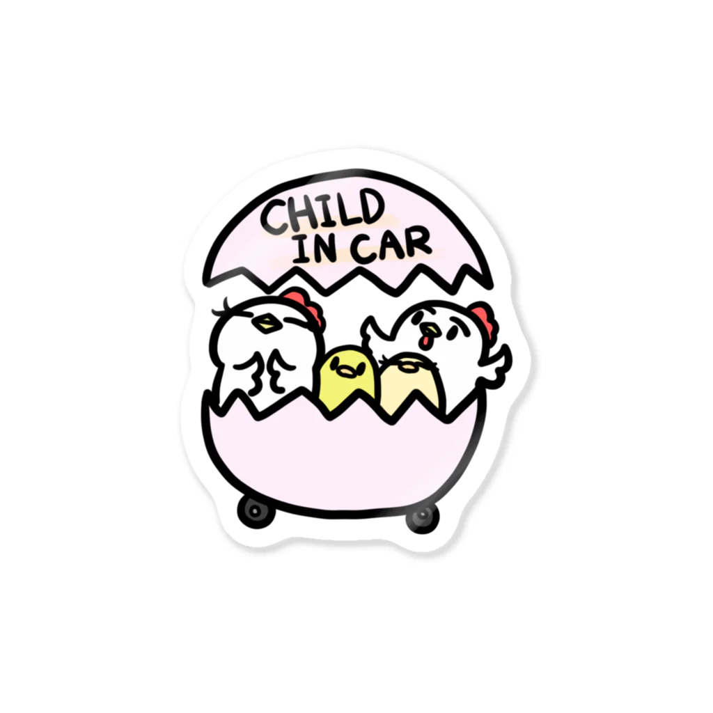 庭にくるコトリからのCHILD IN CAR  パステルピンク Sticker