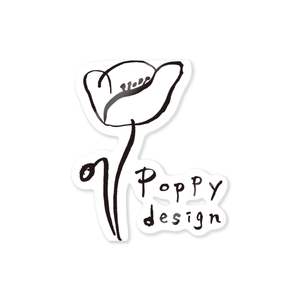 ひなげし商店のPoppy design 黒ライン ステッカー