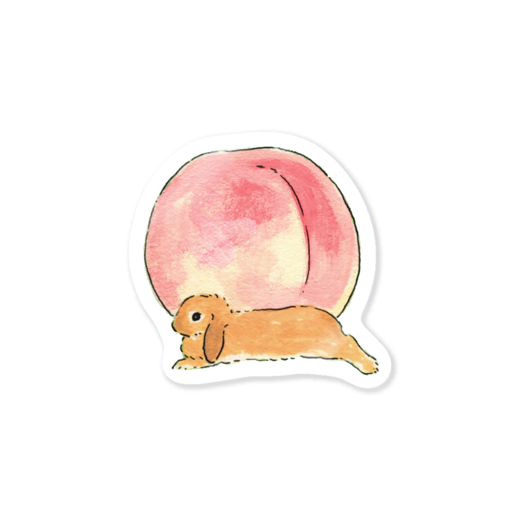 SCHINAKO'Sの桃とうさぎさん（オレンジロップ） Sticker