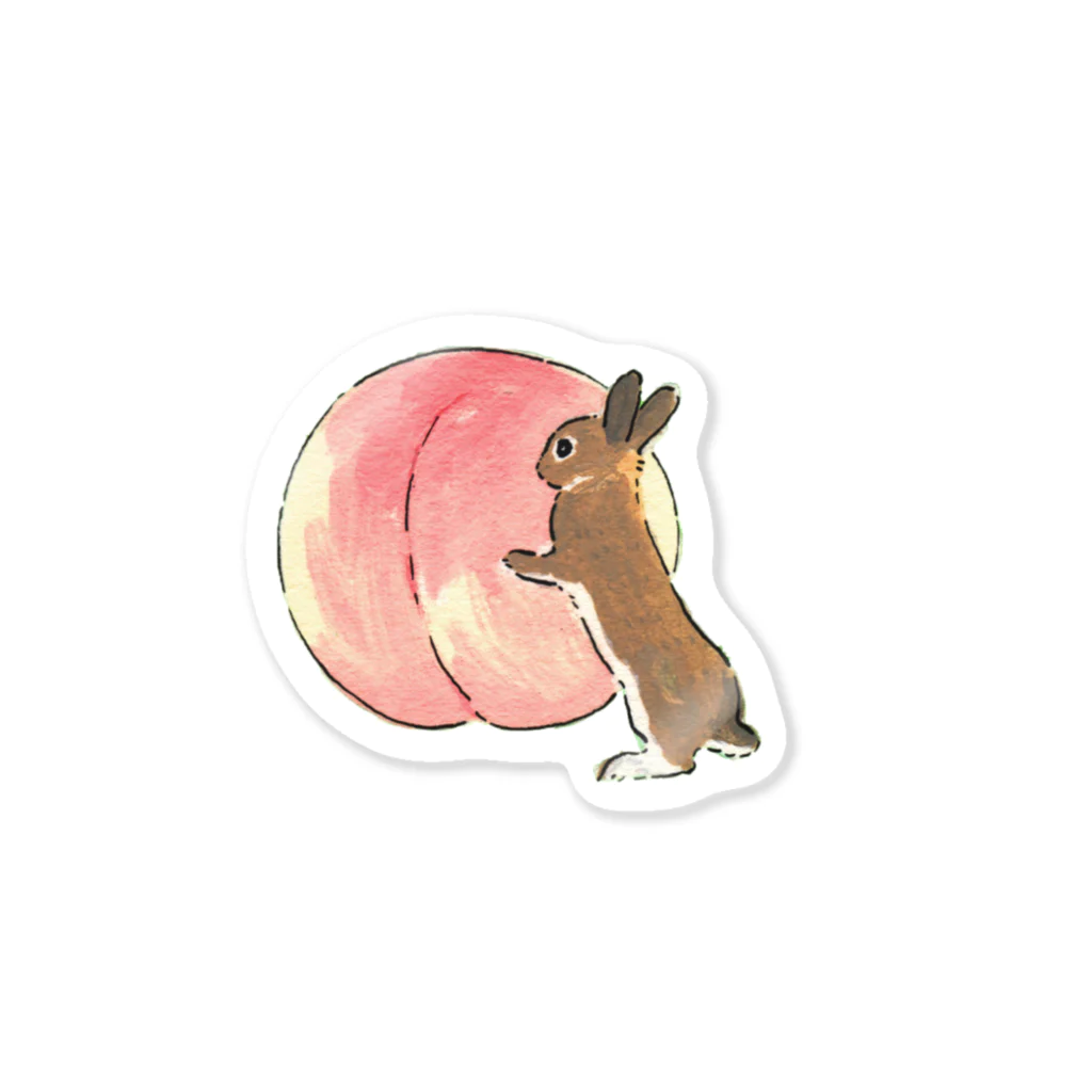 SCHINAKO'Sの桃とうさぎさん（チェスナット） Sticker