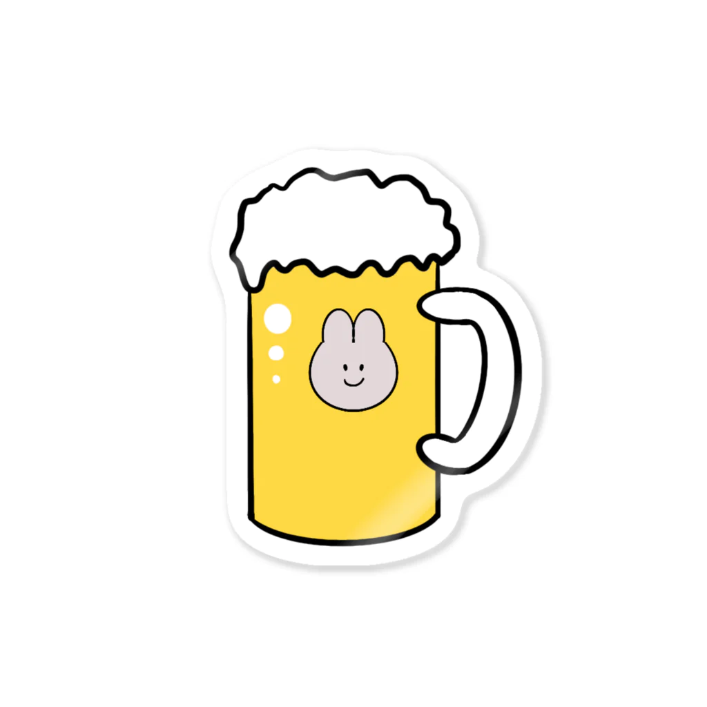  nattou storeの　ビールうさぎ Sticker