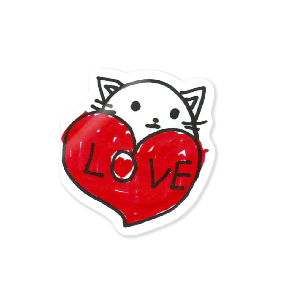 さんにんしまいの小4作ハートねこ Sticker