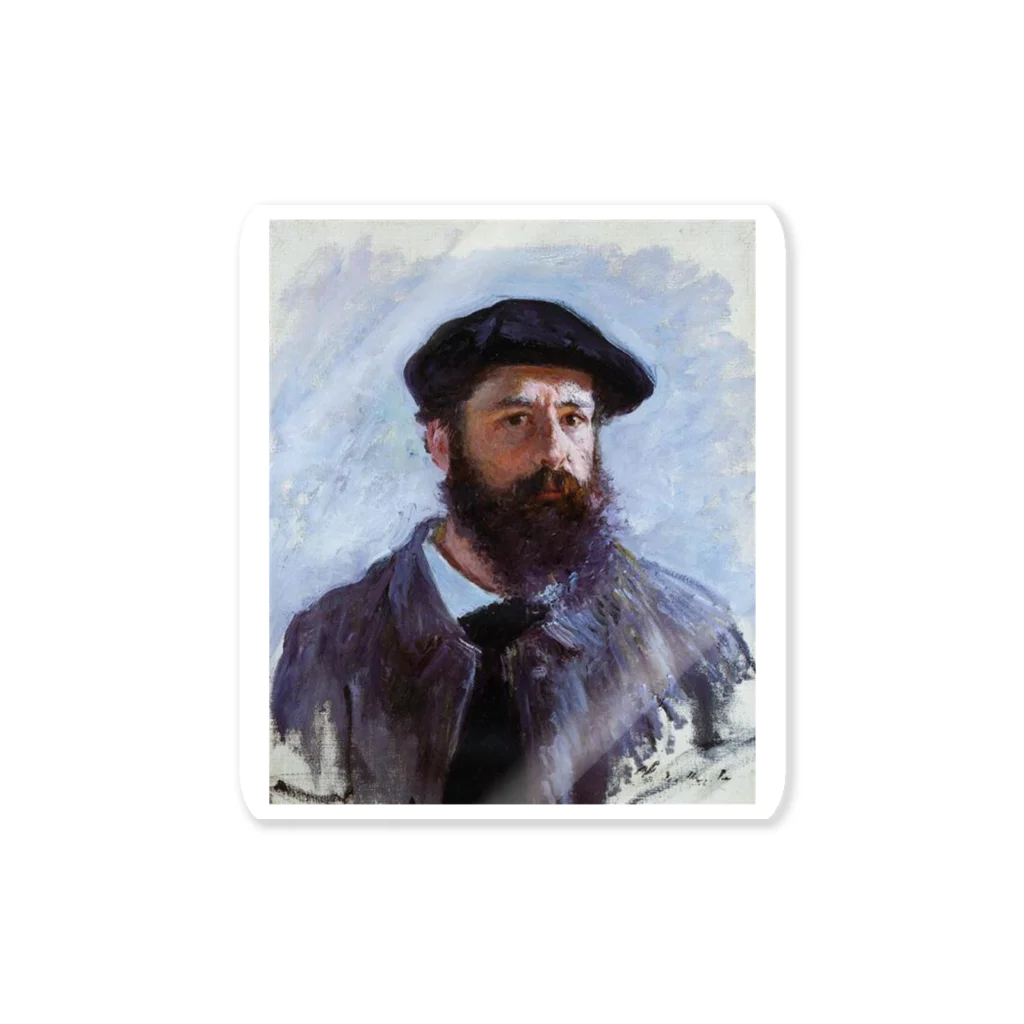 Art Baseのクロード・モネ / 1886 / Self-Portrait with a Beret / Claude Monet ステッカー