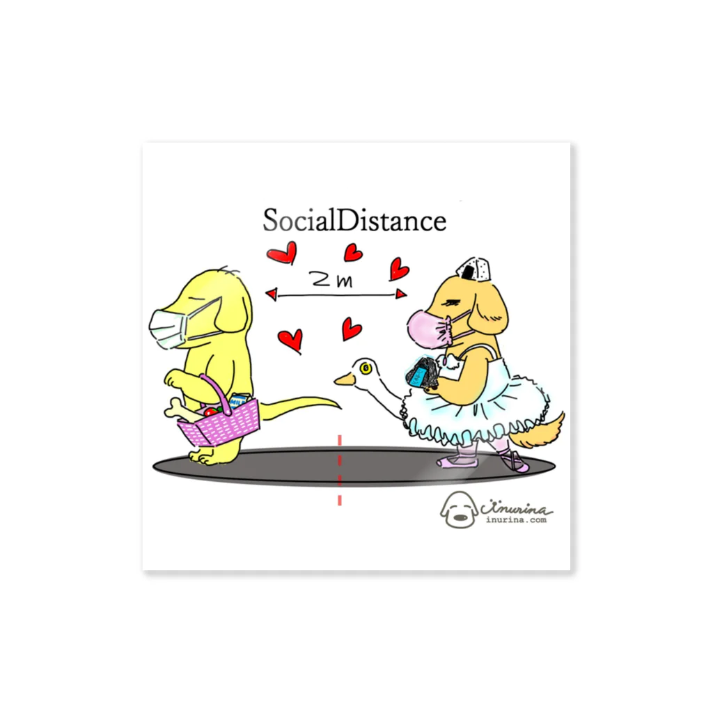 イヌリーナグッズ販売所のイヌリーナのSocialDistance Sticker