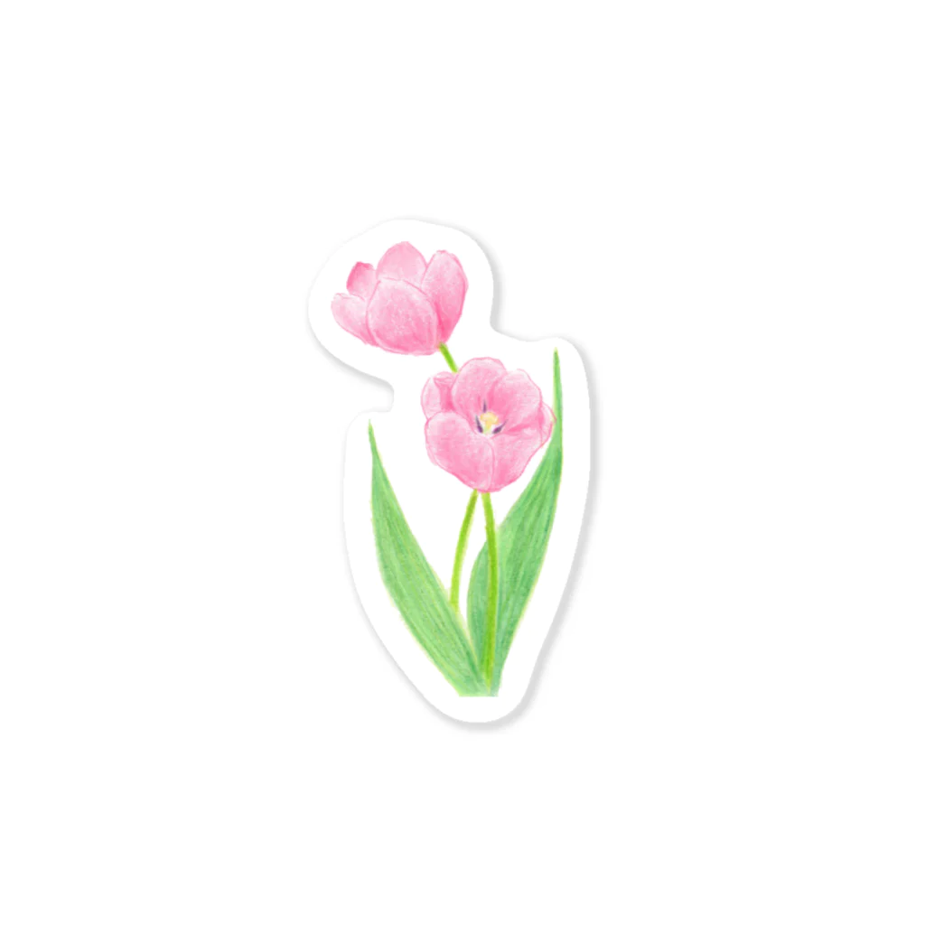 小さな星の庭のピンクのチューリップ Sticker
