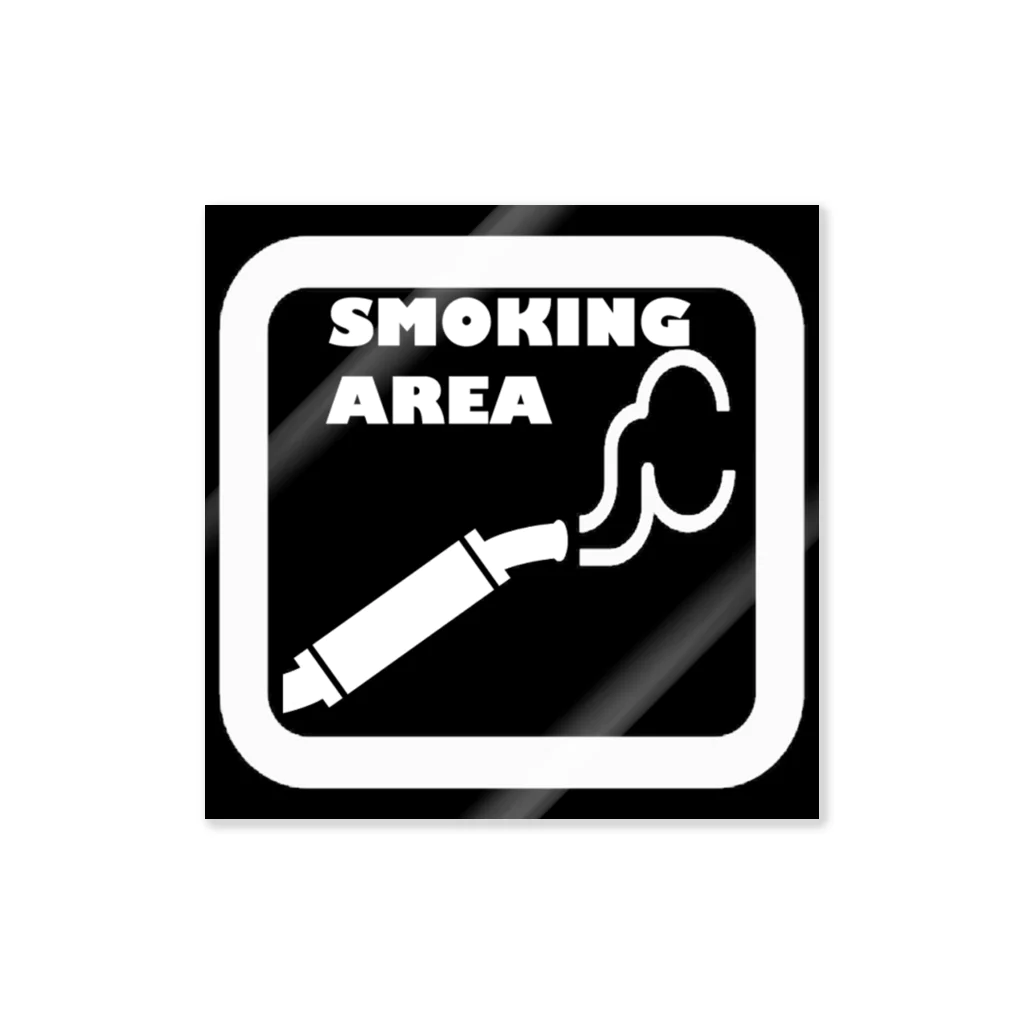 下町worksのSMOKING AREA ステッカー:ホワイト Sticker