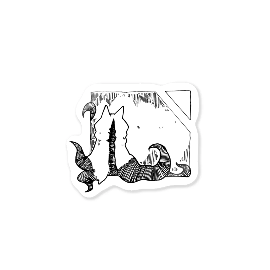 ちょぼろうSHOPの冒涜的な猫ハス（色なし） Sticker
