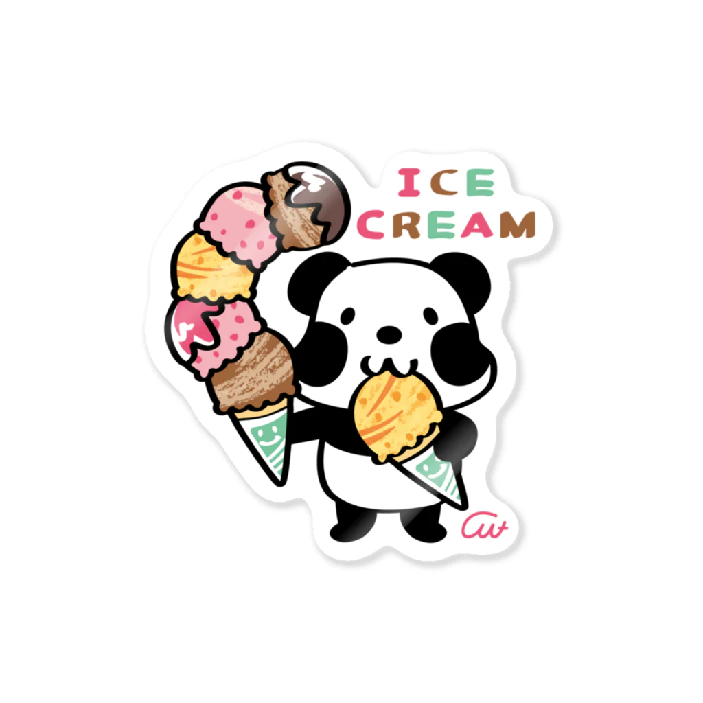 イラスト MONYAAT のCT54ズレぱんだちゃん　アイスを食べよう(ステッカー)at Sticker