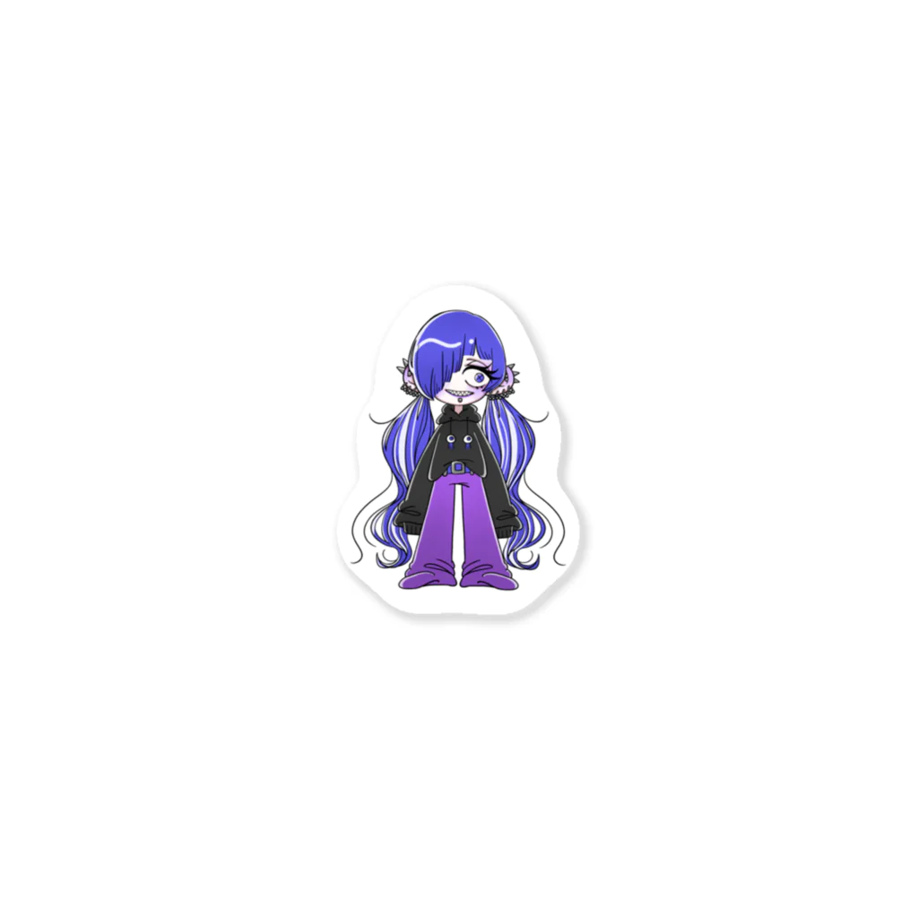 甘味-KANMI-の青髪ヴィランちゃんステッカー Sticker