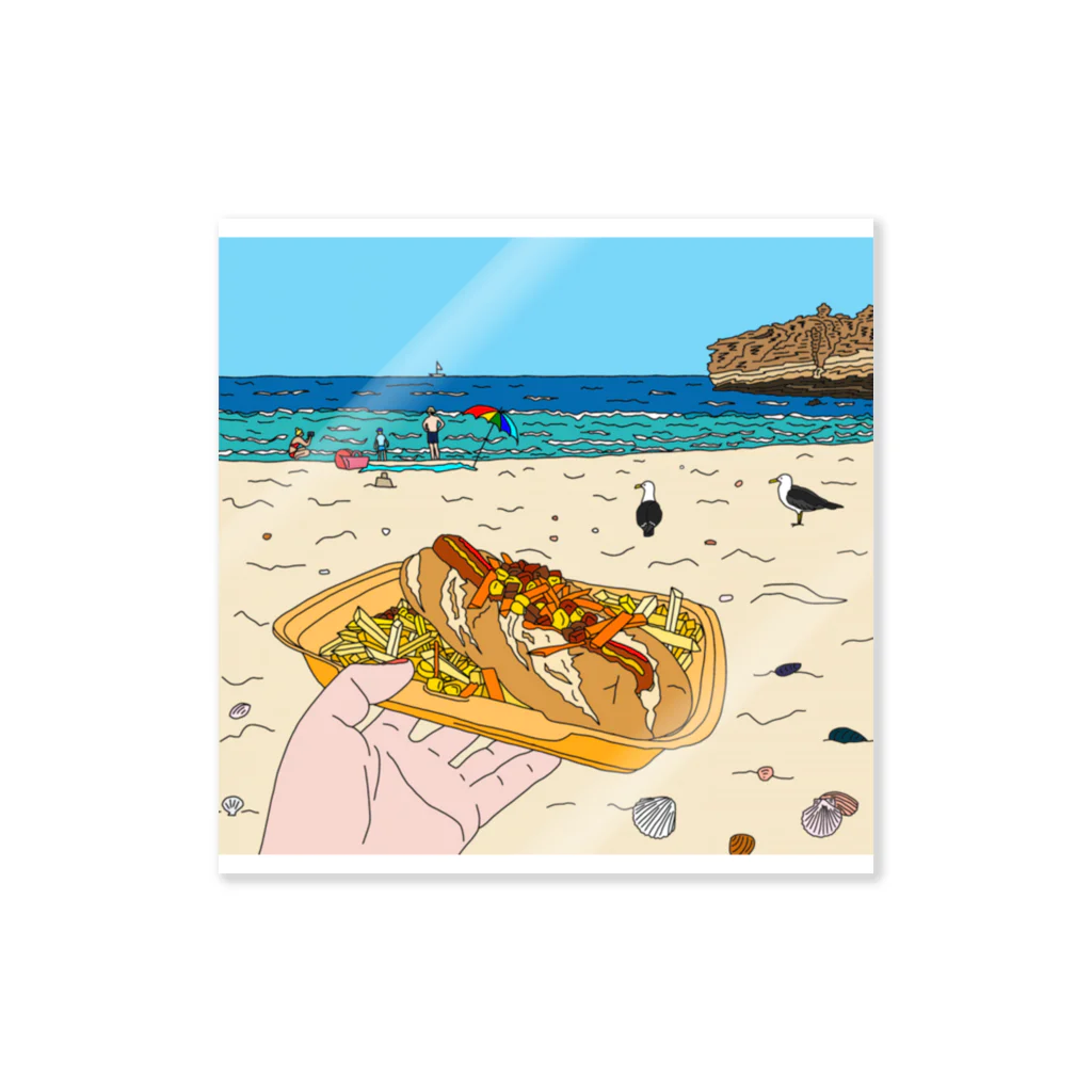 らぴの堂のHotdog on the Beach ステッカー