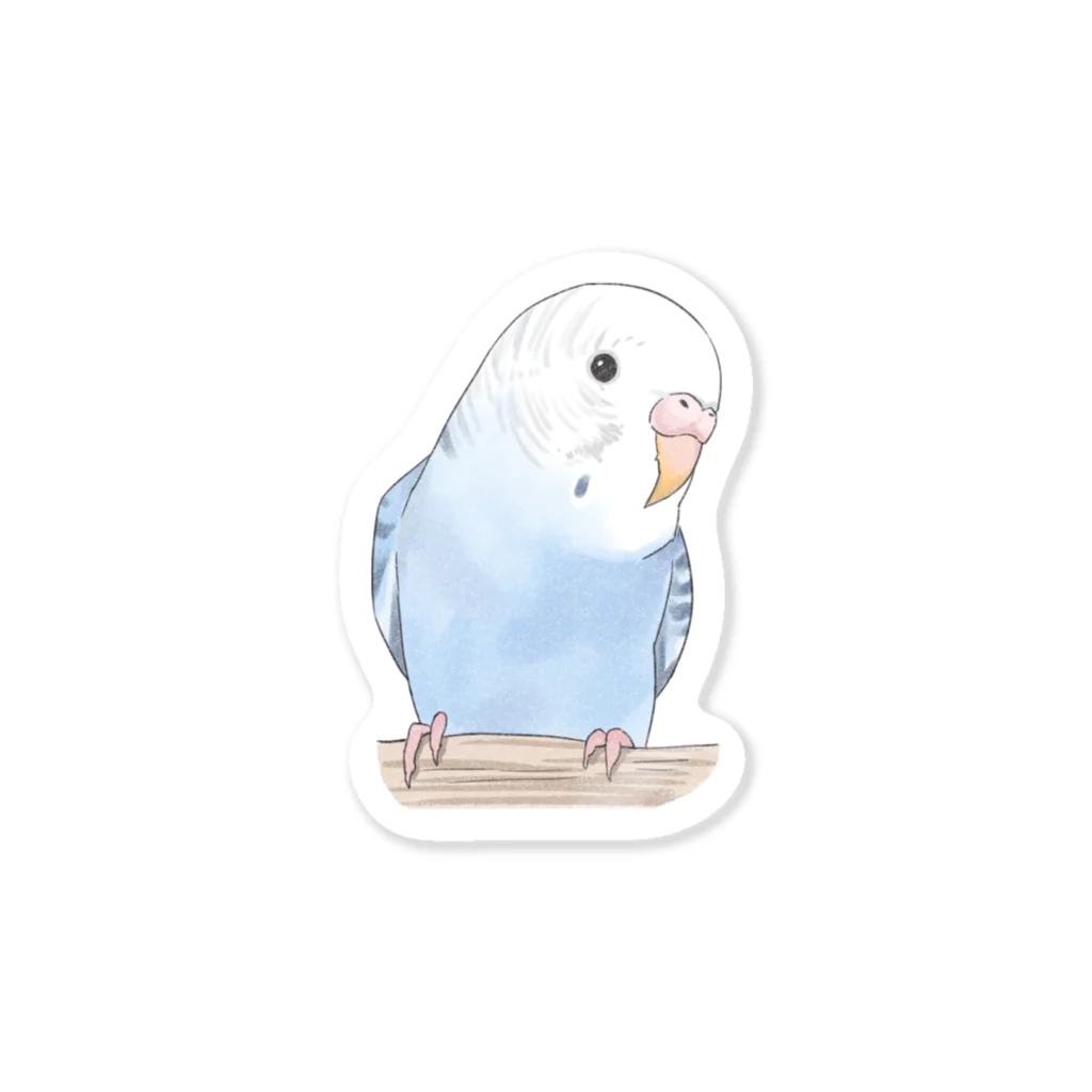 まめるりはことりのおしゃまな止まり木セキセイインコちゃん【まめるりはことり】 Sticker