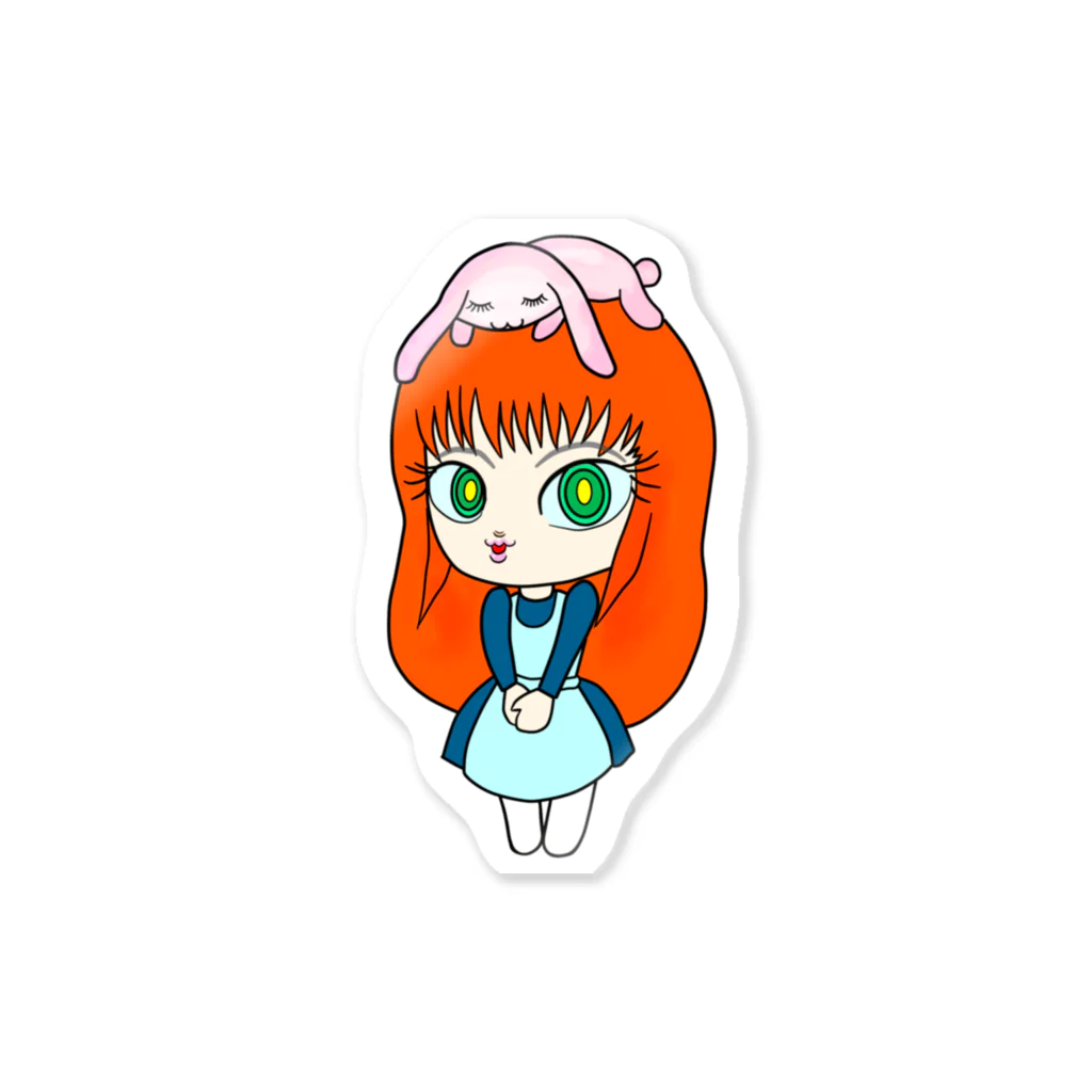 紫キャベツのウサギを被った女の子 Sticker