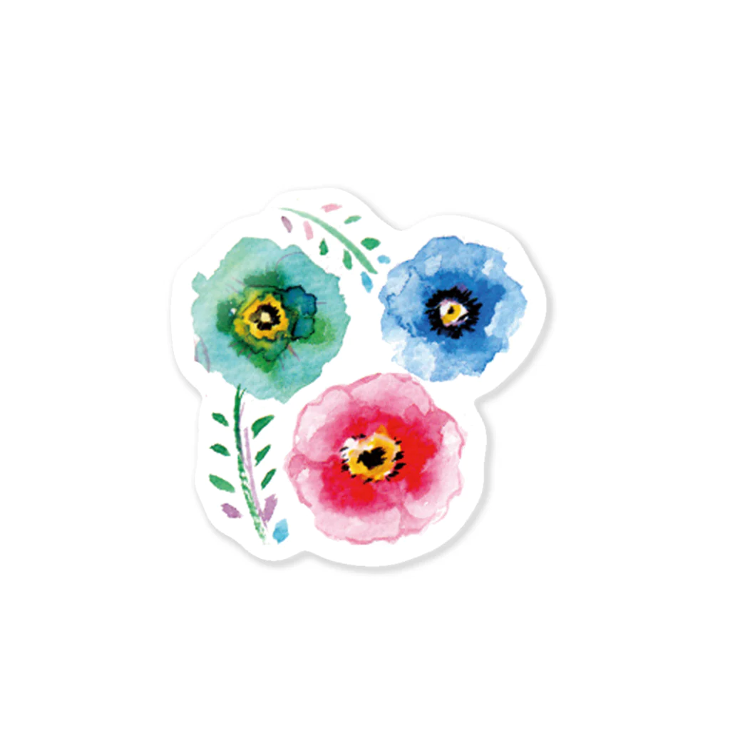 acco_girlsの３色のお花さん Sticker