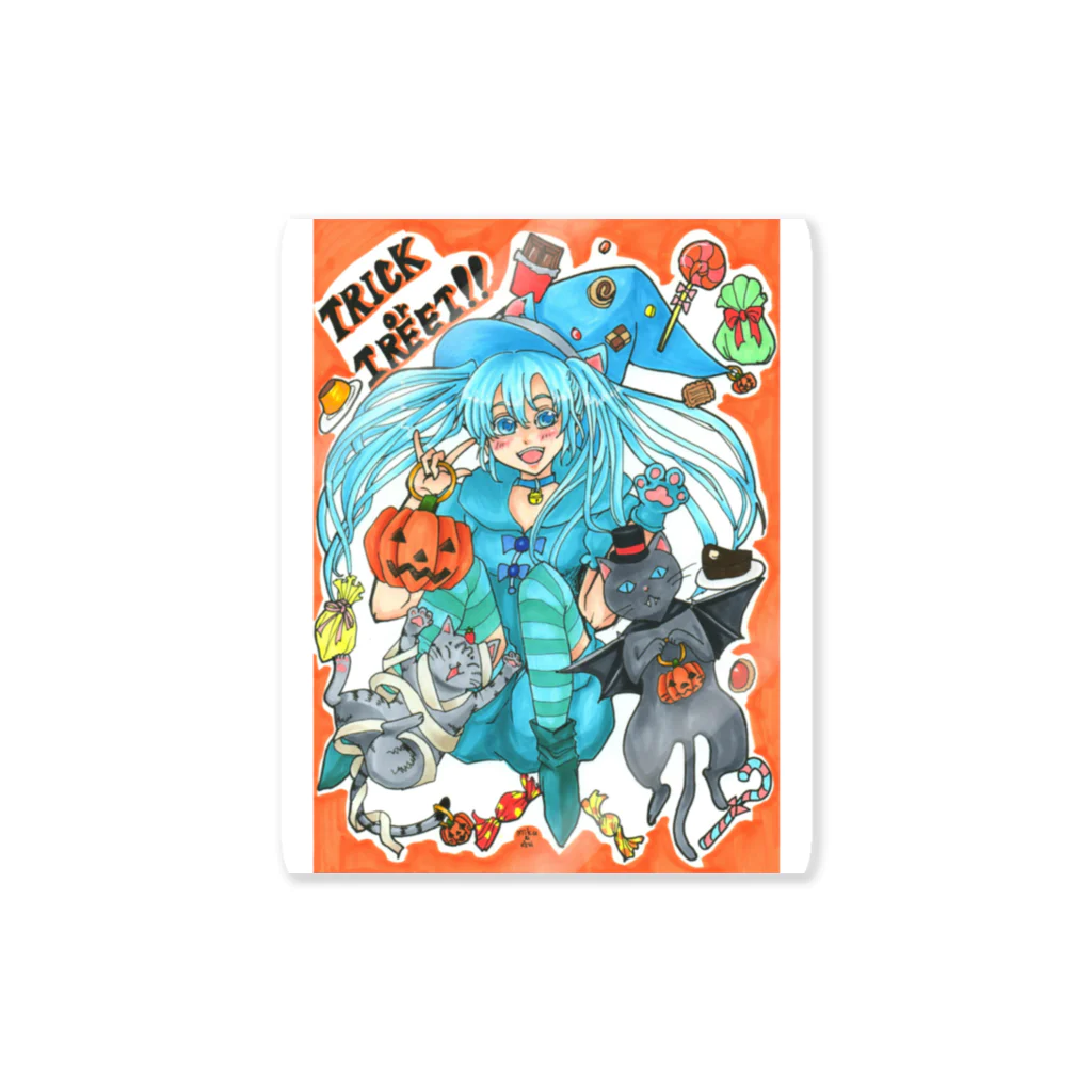miku'ꜱGallery星猫の⋆⸜🍭trick or treat🍬⸝⋆魔法少女miku with 使い魔にゃんズ Sticker