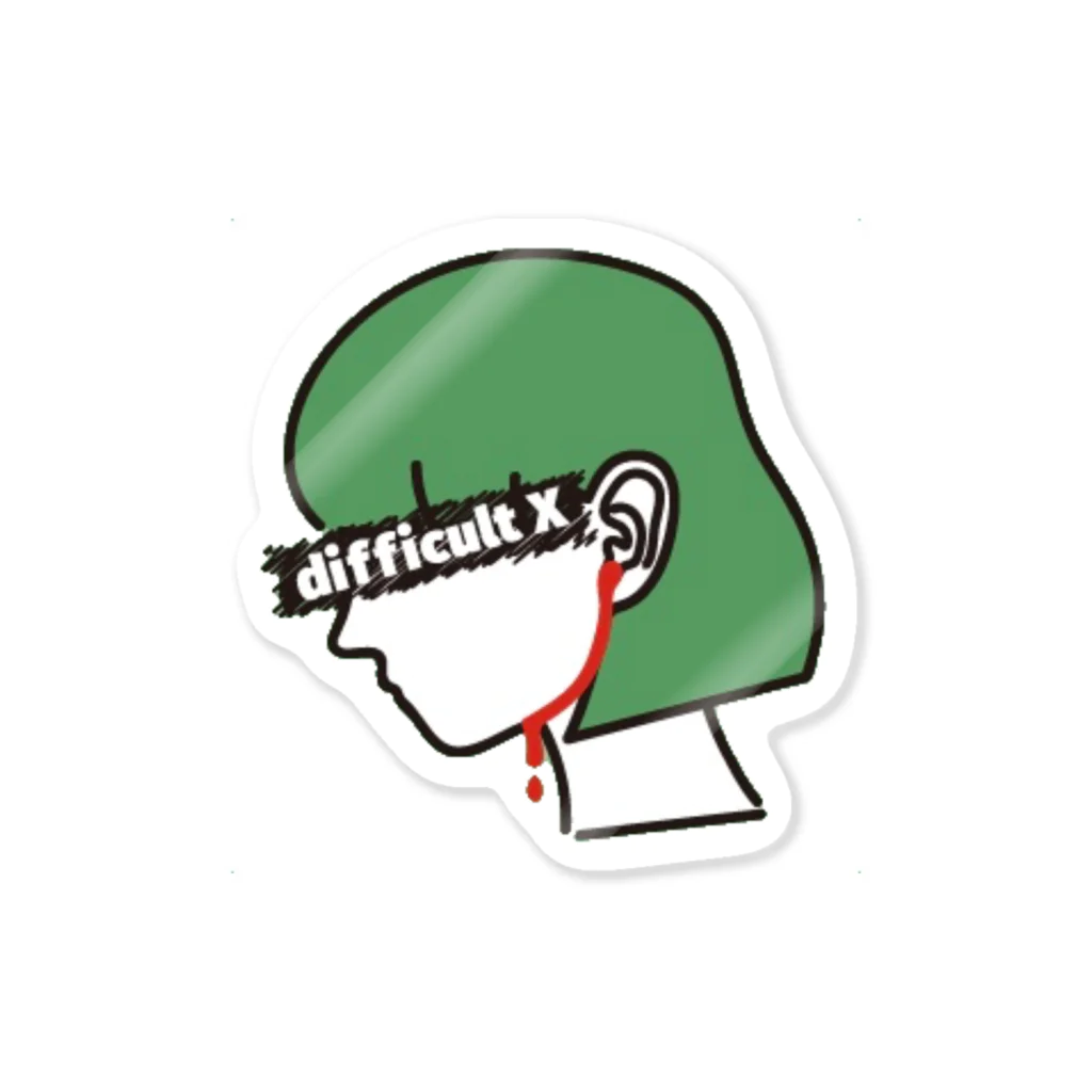 difficultXの耳血でた子ちゃんグッズ(グリーン) Sticker