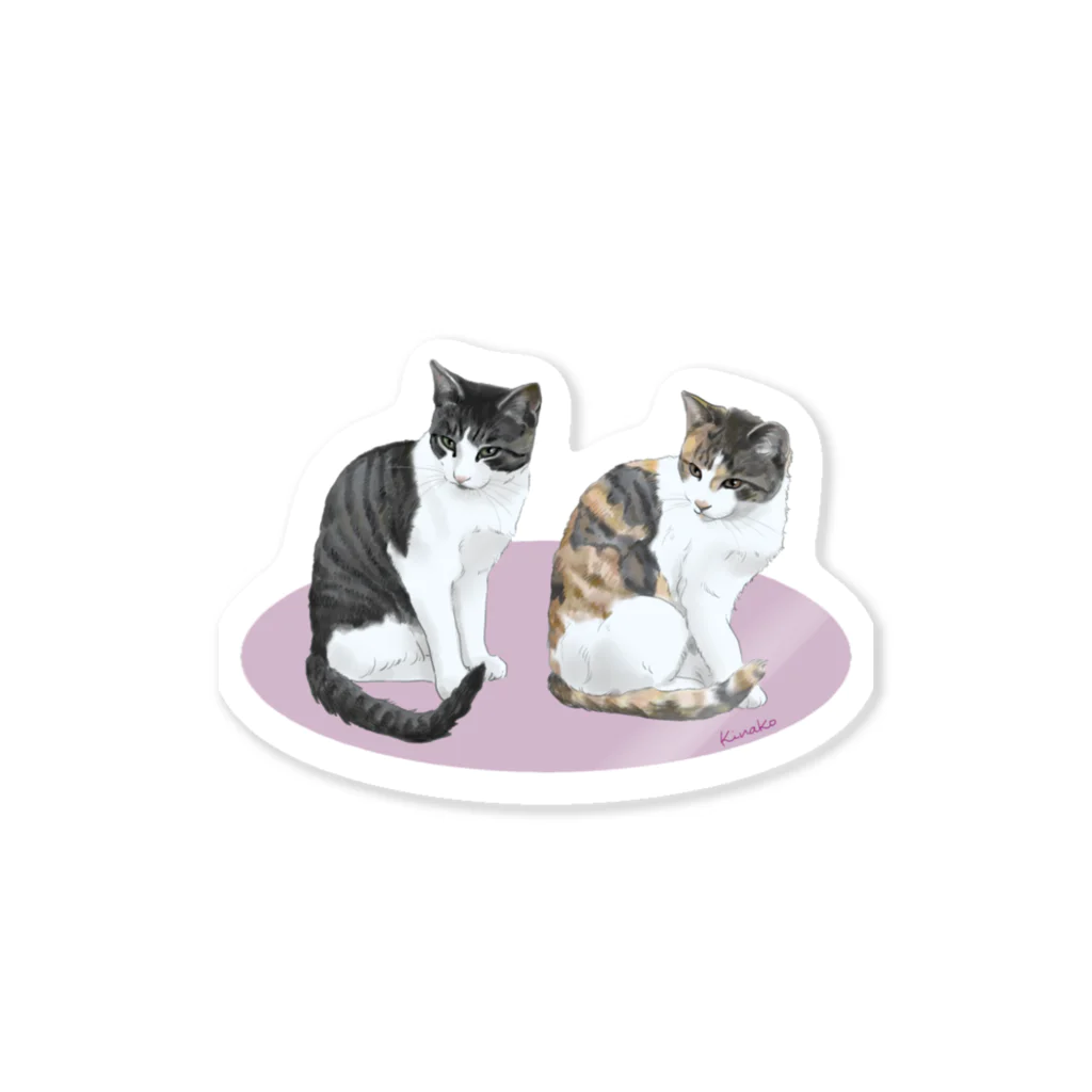 kinako-japanの河原の野良猫ビワとコチャ Sticker