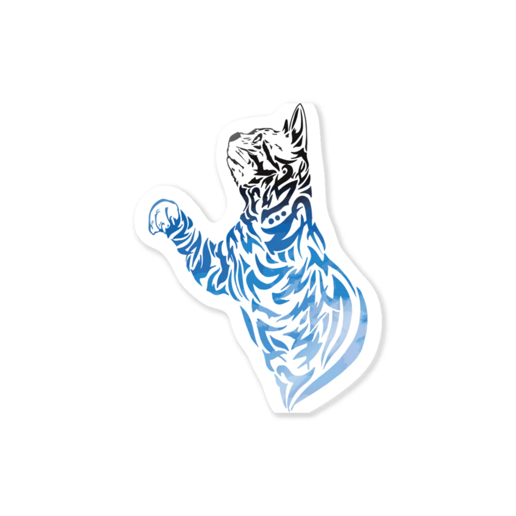 TRAVA design SHOPの猫トライバル×青空 Sticker