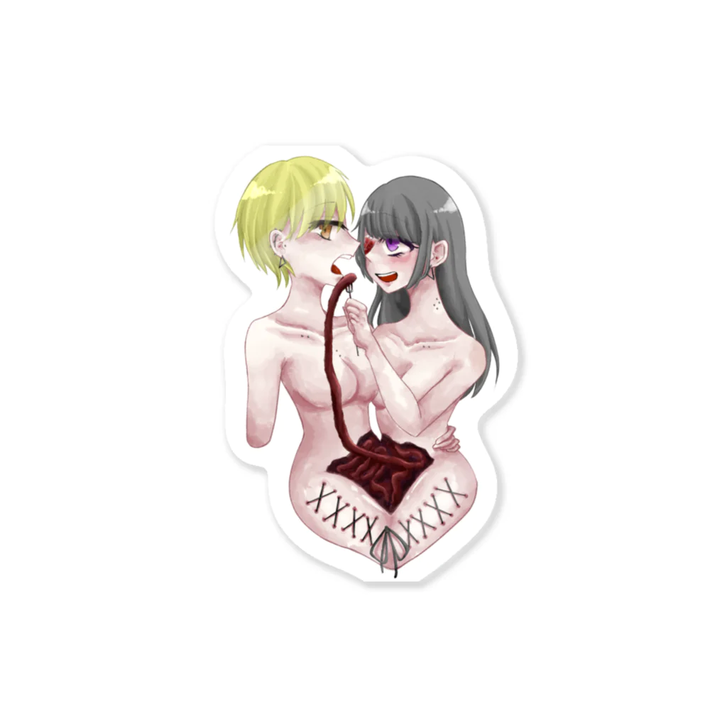 星野がれきの金髪×黒髪百合 Sticker