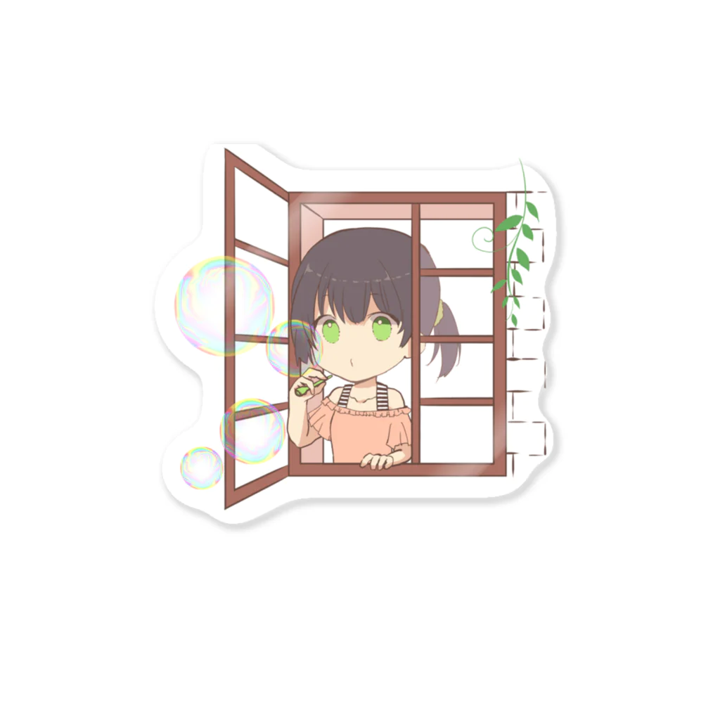 HANIWAのシャボン玉と女の子 Sticker