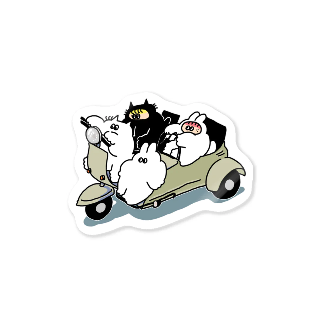 偽装出社のねこうサイドカー Sticker