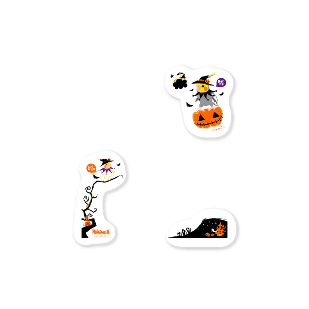 LittleLoroのFlying Pumpkin オカメインコのハロウィン 大きめワンポイント系 0461 Sticker