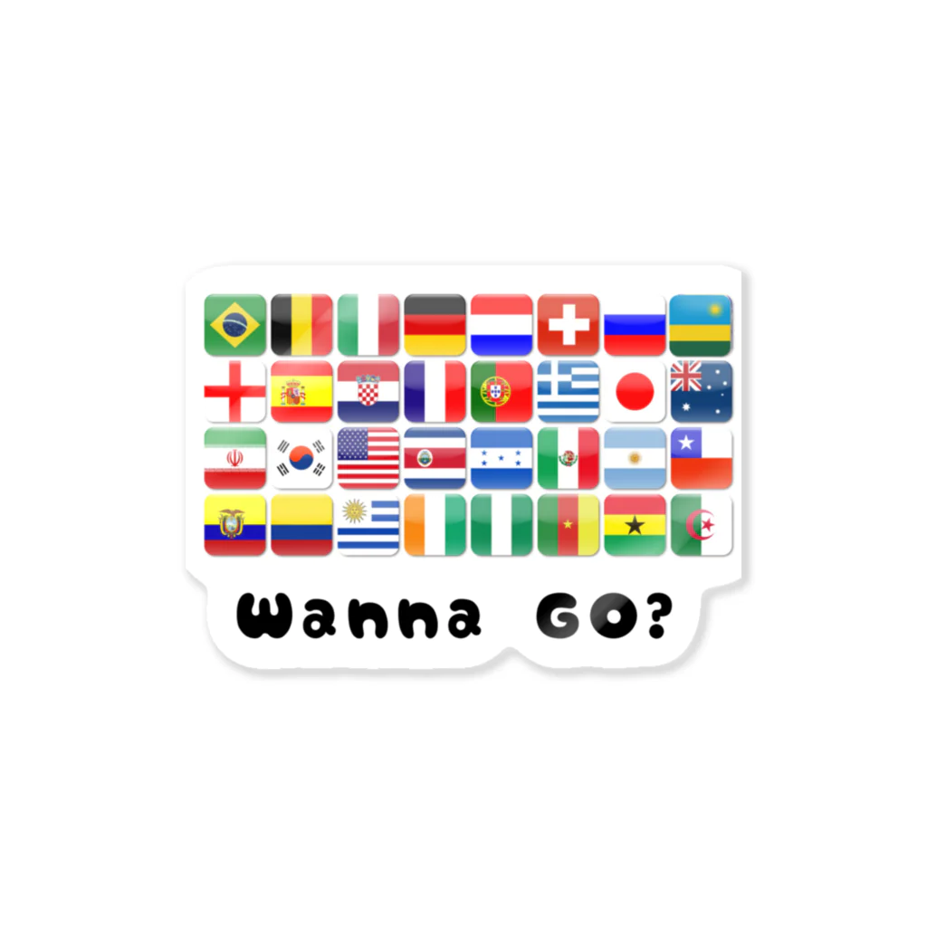 FLEX INTERNATIONALの「Wanna Go？」 ステッカー