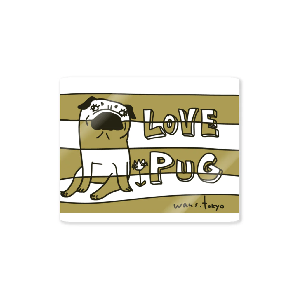 androgyneのLOVE PUG BORDER ステッカー