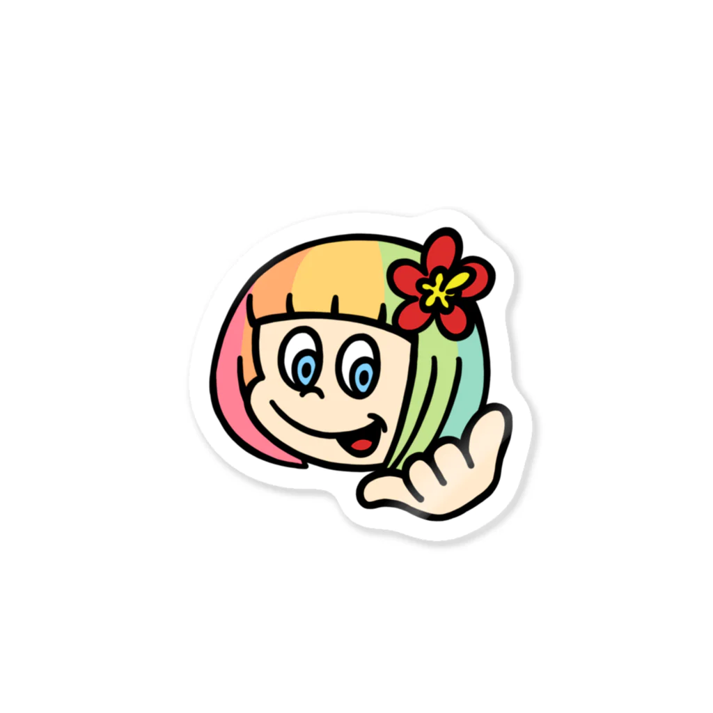 ハワイが大好きな女の子『HENOHENO MAPPY』のメインロゴ(ハワイを愛するあなたへ) Sticker