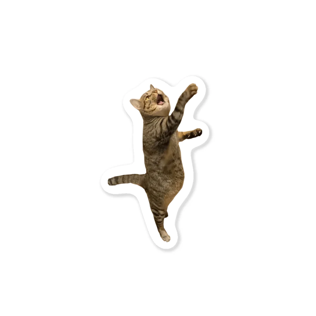 🍀葉っぱちゃんねる🍀の食いしん坊猫の意気込み ステッカー