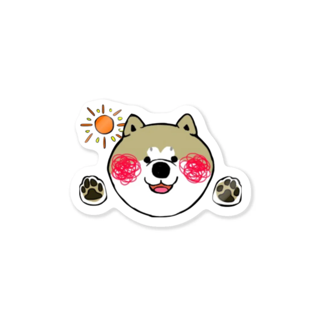 保護犬達の楽園オリジナルグッズのおはよう秋田犬アキラくん Sticker