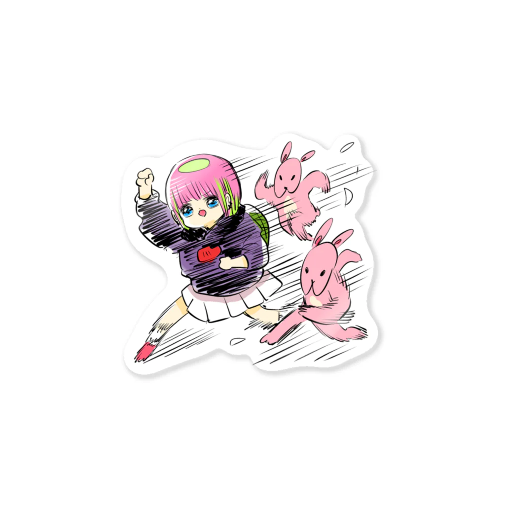 かわいい尻子玉のアニマルダッシュ Sticker