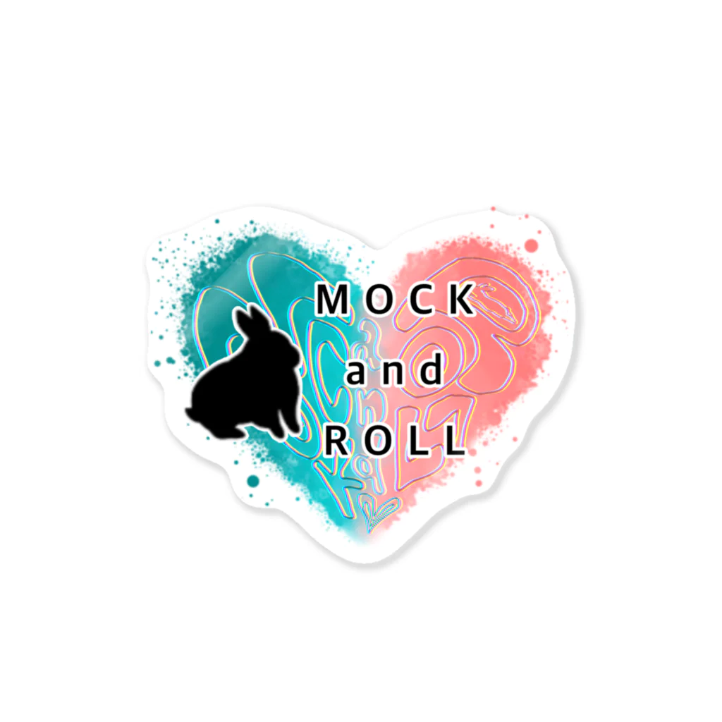 Mock’n RollのMOCK and ROLL ハートとうさぎ ステッカー