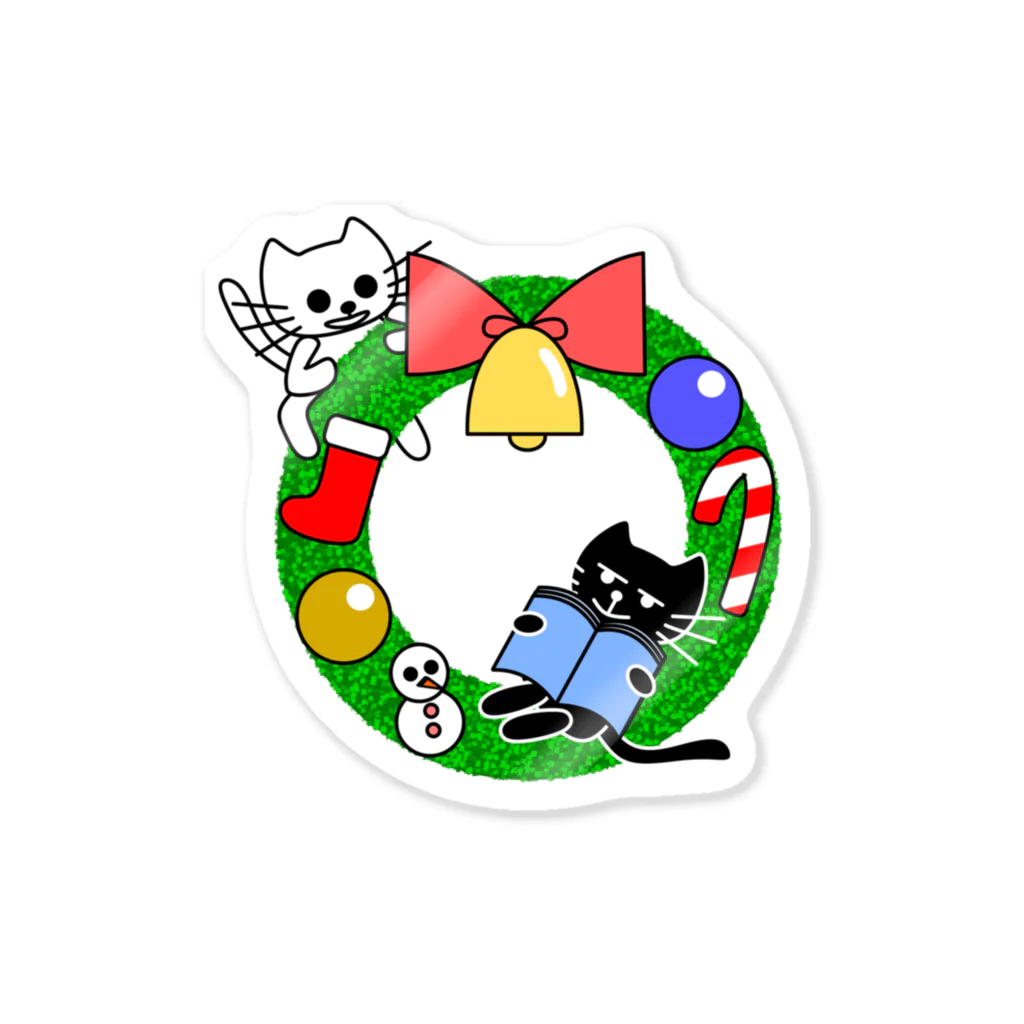 J's Mart 2ndのたまとクロとクリスマスリース Sticker