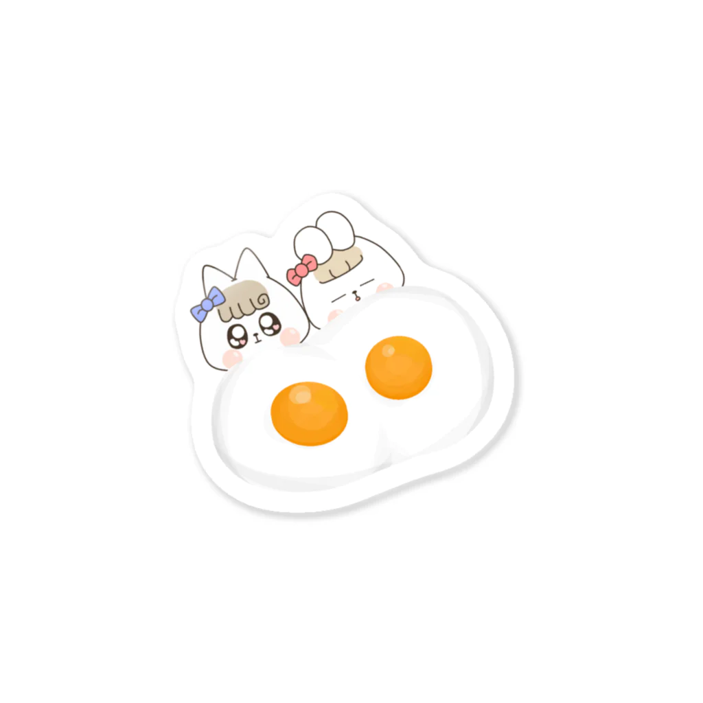 可愛すぎるうさぎの可愛すぎるうさぎと目玉焼きおふとん Sticker