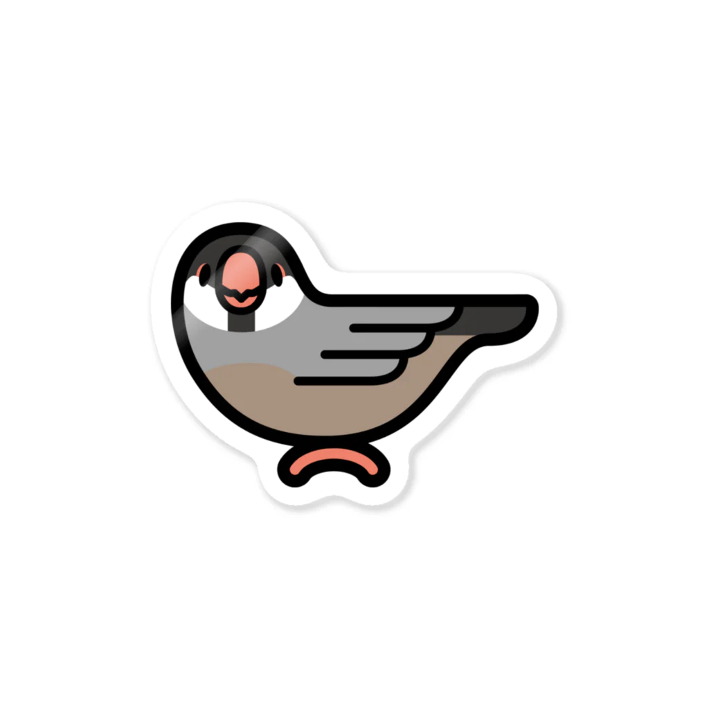 ぴぐまりおん （文鳥の園）のおでかけ文鳥ステッカー（桜） Sticker