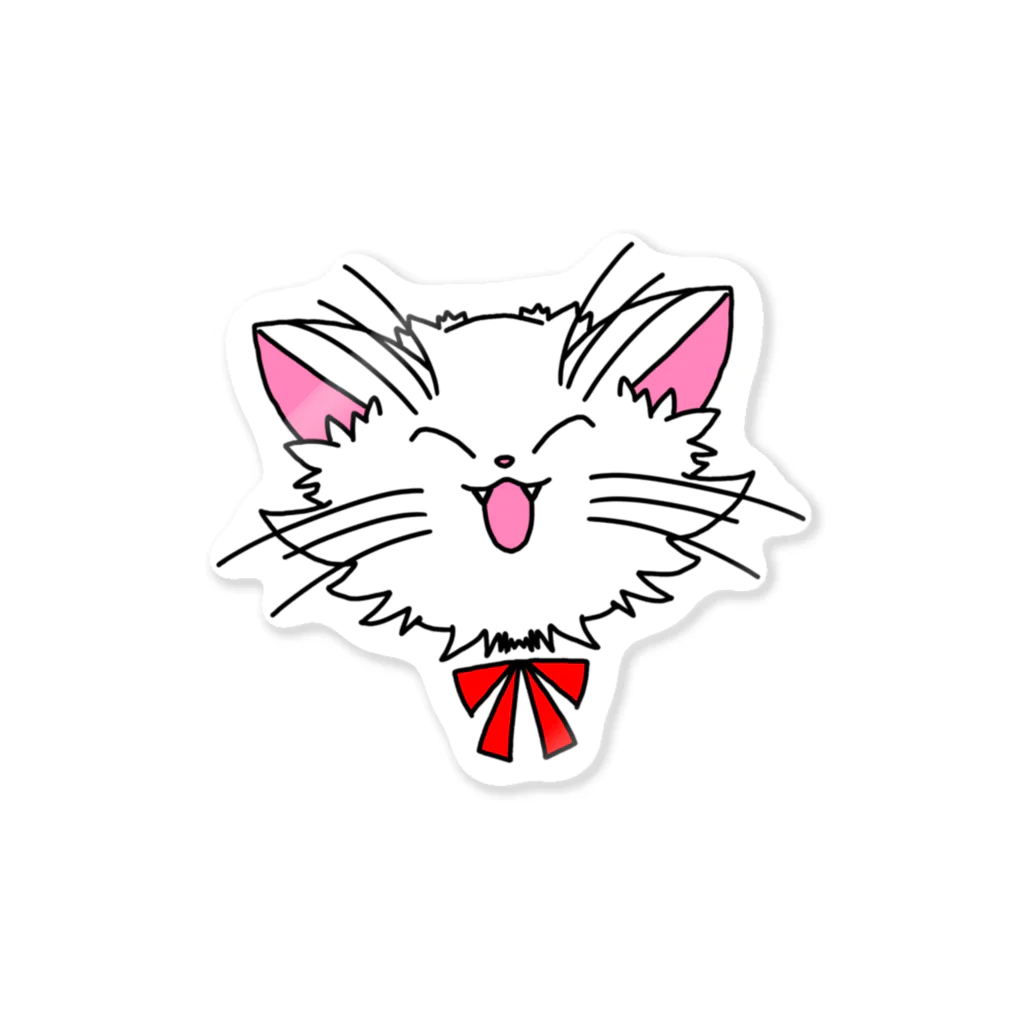 ねこねこうおの元気な白猫ちゃん Sticker