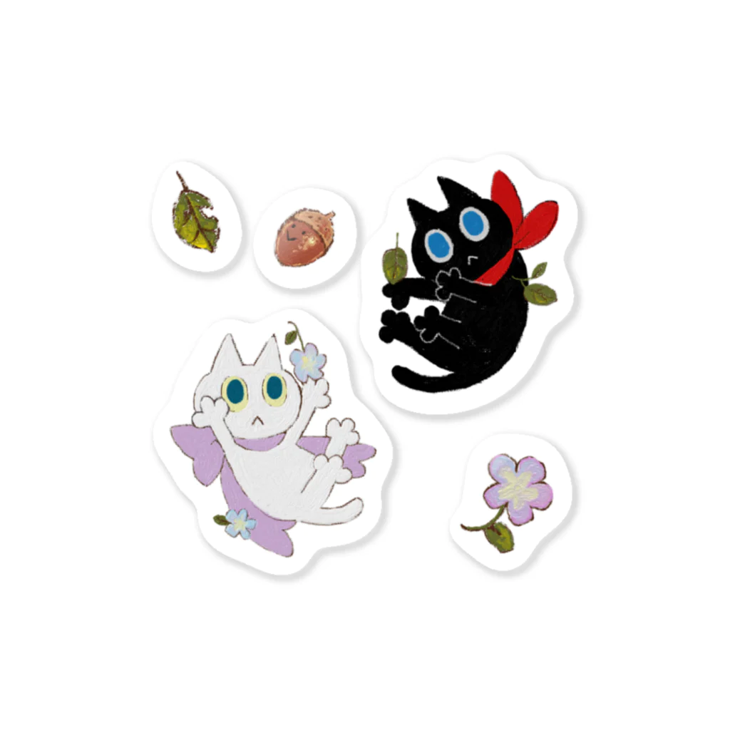 じょもこぼんのしあわせな黒猫白猫 Sticker