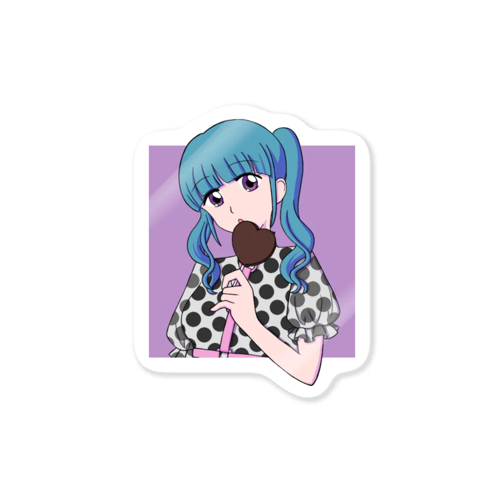 ジュリエットに首ったけ♡の水色髪の女の子(パープル) Sticker