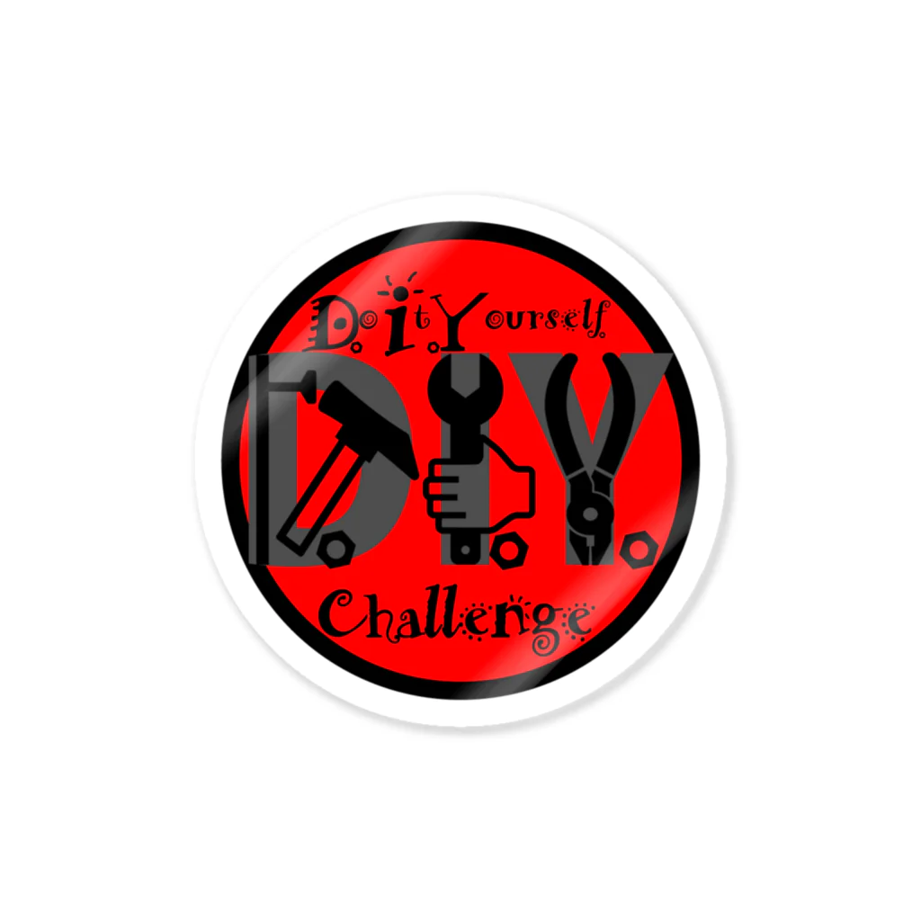 D.I.Y ChallengeのD.I.Y ChallengeステッカーBright red ステッカー